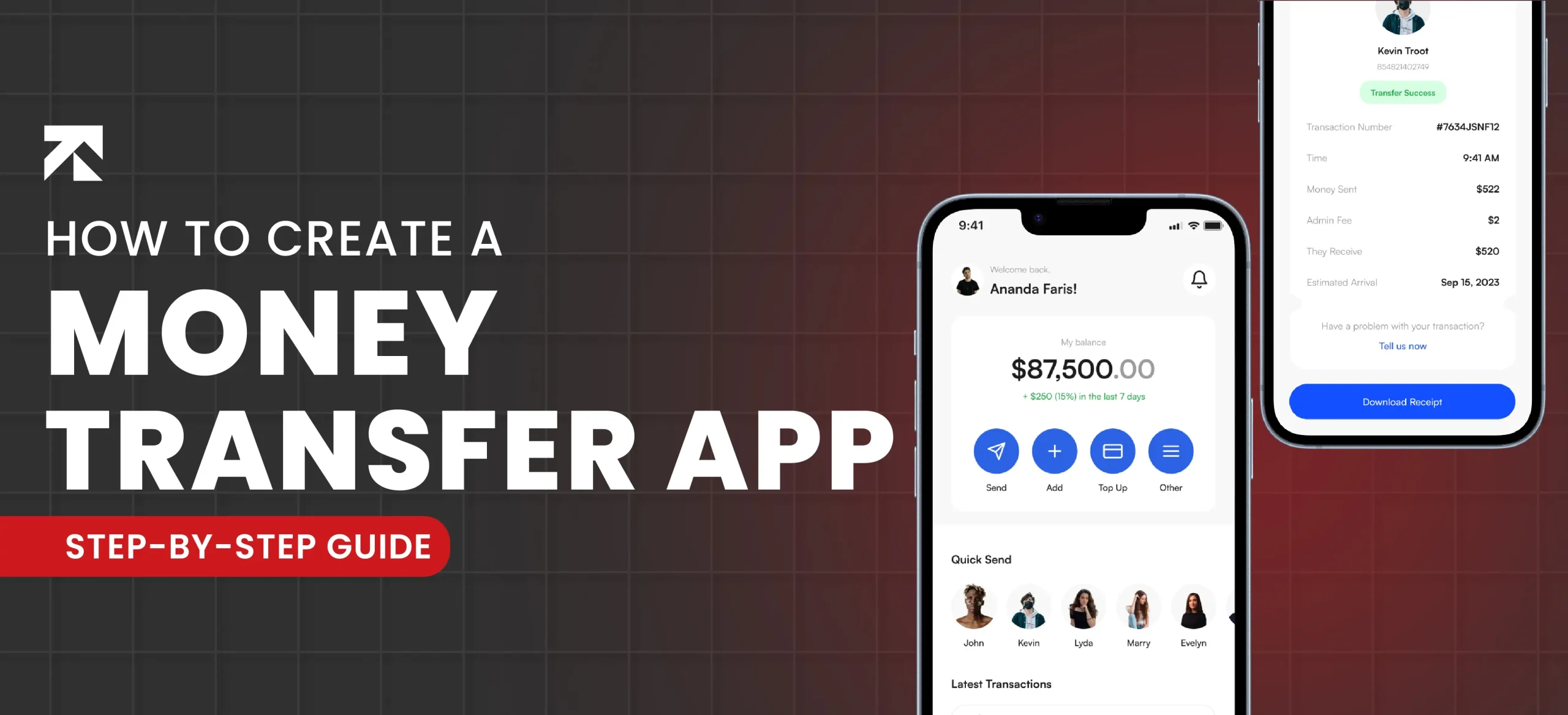 blog banner of how to create a money transfer app